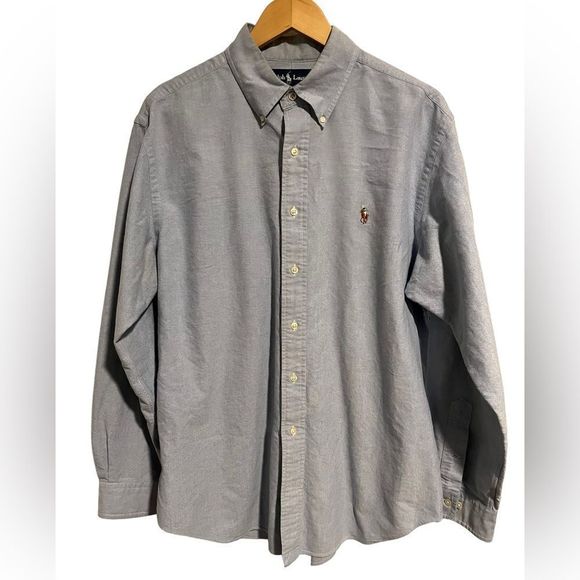 RALPH LAUREN Mens Light Blue Long Sleeve Button Down Shirt, Mens Size Large - Picture 1 of 6